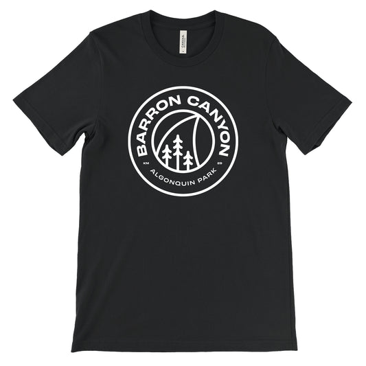 Barron Canyon Trail black getaway t-shirt with white graphic