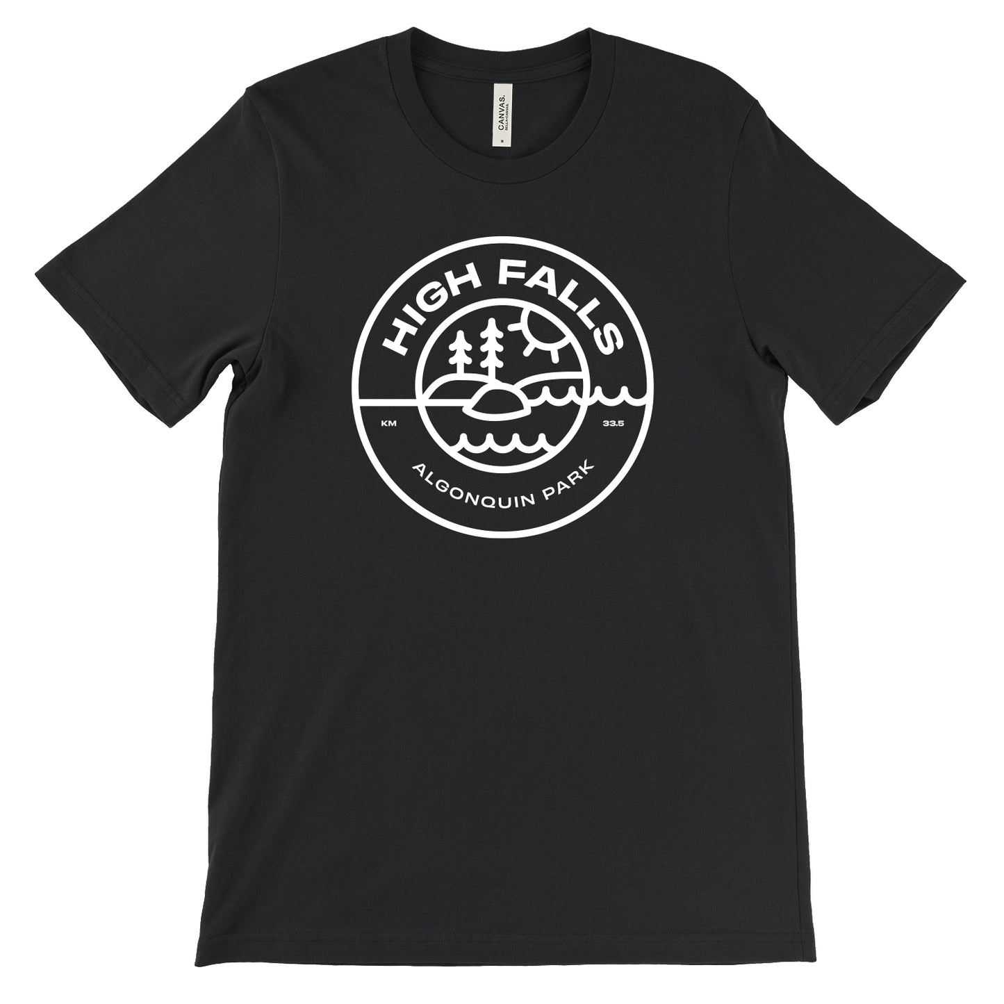 High falls black getaway t-shirt with white graphic