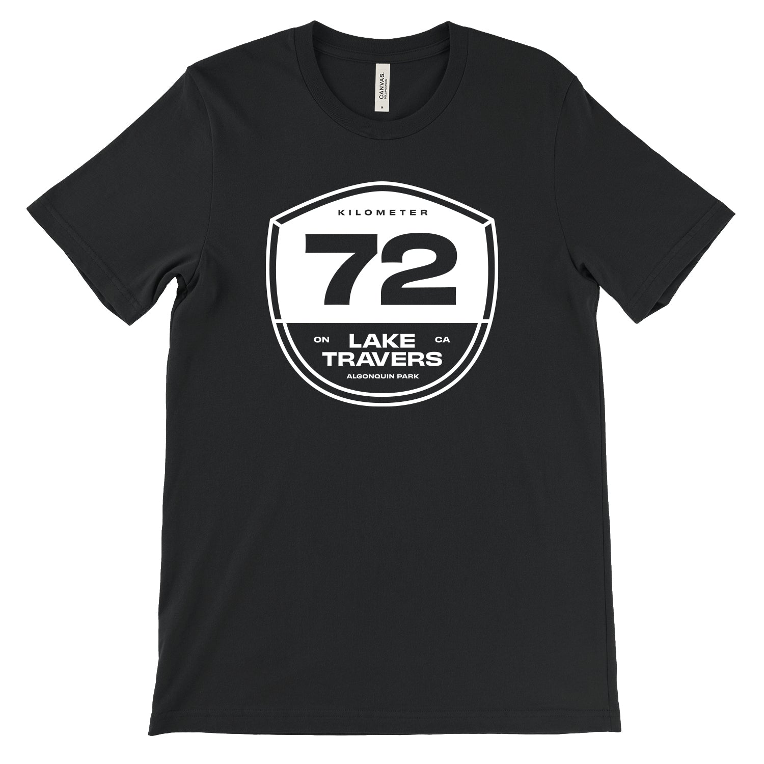 Lake travers black road trip t-shirt with white graphic